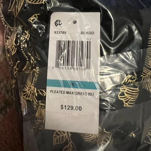 MSK formal Metallic-Print Pleated Blouson Gown size 16 - Picture 3 of 6